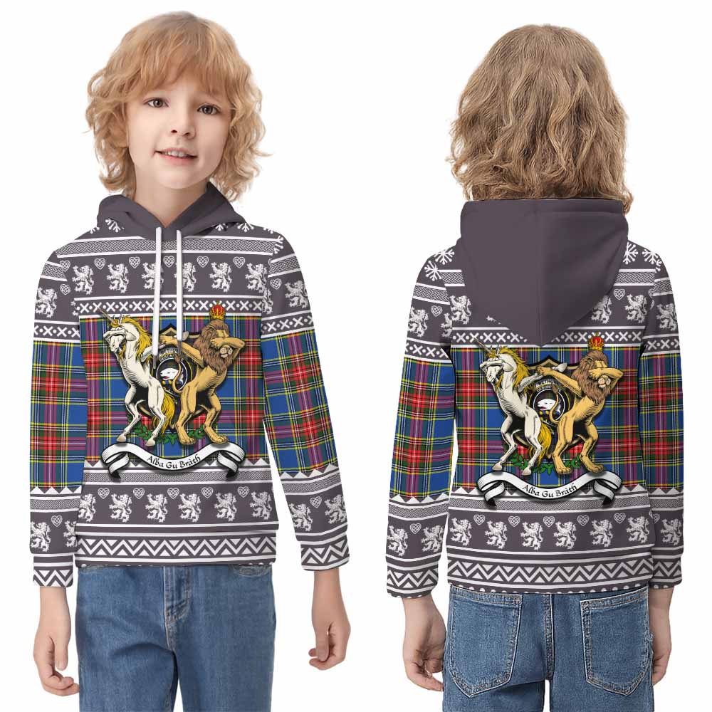 Bethune Clan Tartan Crest Christmas Kid Hoodie Coat of Arms Funny Style - Tartan Vibes Clothing