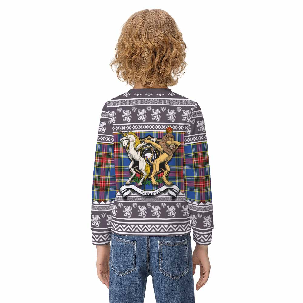 Bethune Clan Tartan Crest Christmas Kid Ugly Sweatshirt Coat of Arms Funny Style - Tartan Vibes Clothing