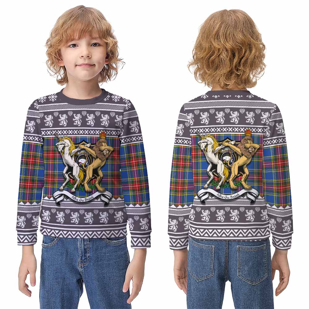 Bethune Clan Tartan Crest Christmas Kid Ugly Sweatshirt Coat of Arms Funny Style - Tartan Vibes Clothing