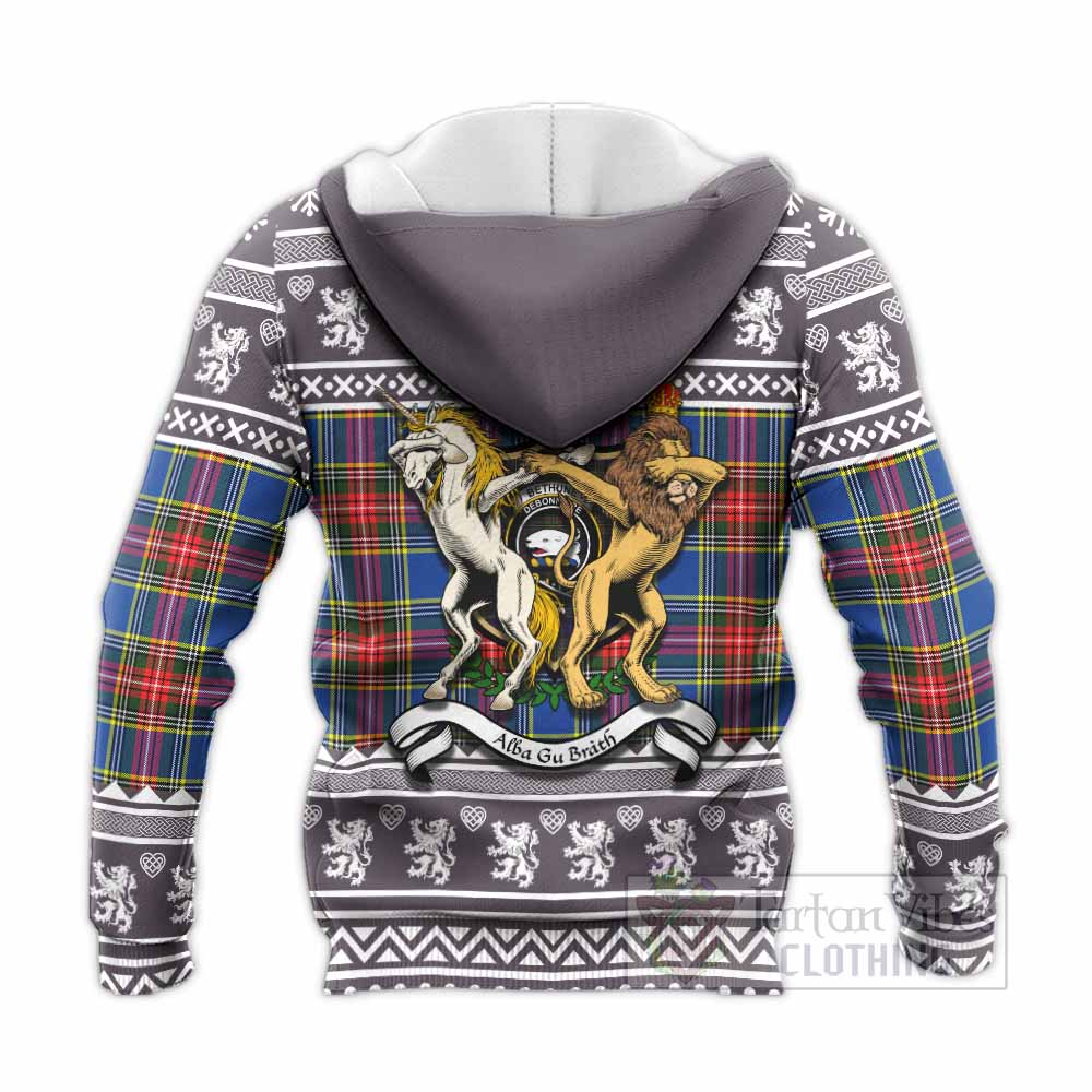 Bethune Clan Tartan Crest Christmas Knitted Hoodie Coat of Arms Funny Style - Tartan Vibes Clothing