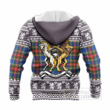 Bethune Clan Tartan Crest Christmas Knitted Hoodie Coat of Arms Funny Style