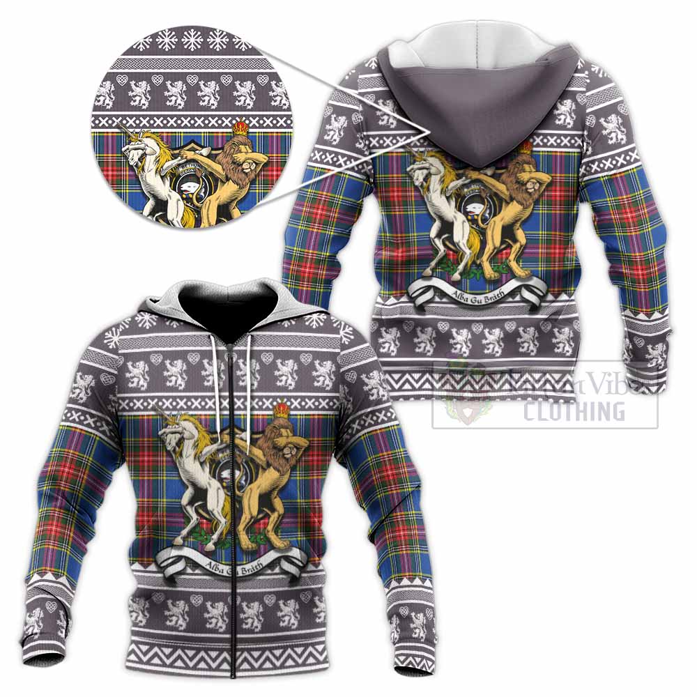 Bethune Clan Tartan Crest Christmas Knitted Hoodie Coat of Arms Funny Style - Tartan Vibes Clothing