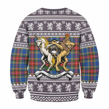 Bethune Clan Tartan Crest Christmas Sweatshirt Coat of Arms Funny Style