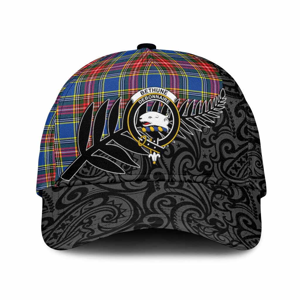 Bethune Crest Tartan Classic Cap with New Zealand Silver Fern Half Style