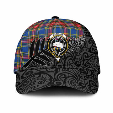 Bethune Crest Tartan Classic Cap with New Zealand Silver Fern Half Style