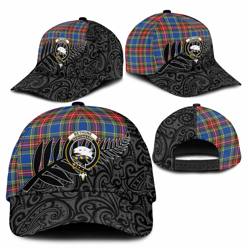 Bethune Crest Tartan Classic Cap with New Zealand Silver Fern Half Style