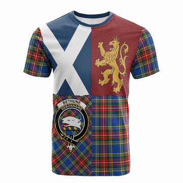Bethune Crest Tartan Cotton T-shirt with Lion Rampant Saltire Style