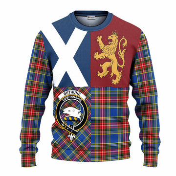 Bethune Crest Tartan Knitted Sweater with Lion Rampant Saltire Style