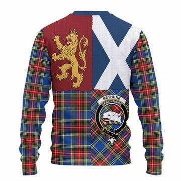 Bethune Crest Tartan Knitted Sweater with Lion Rampant Saltire Style