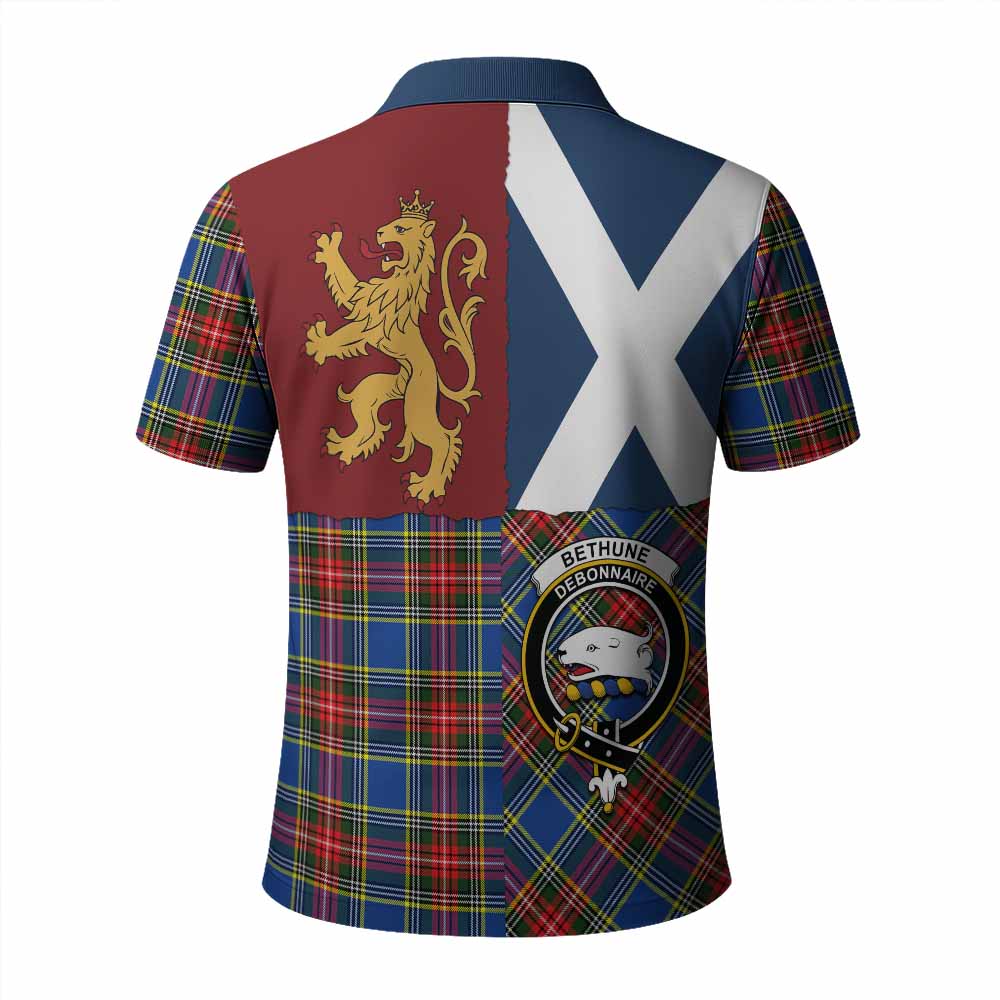 Bethune Crest Tartan Polo Shirt with Lion Rampant Saltire Style