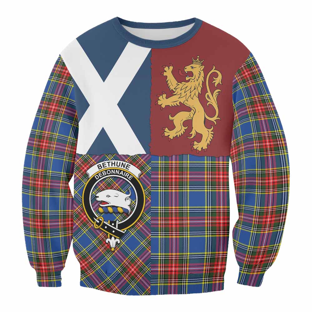 Bethune Crest Tartan Sweatshirt with Lion Rampant Saltire Style