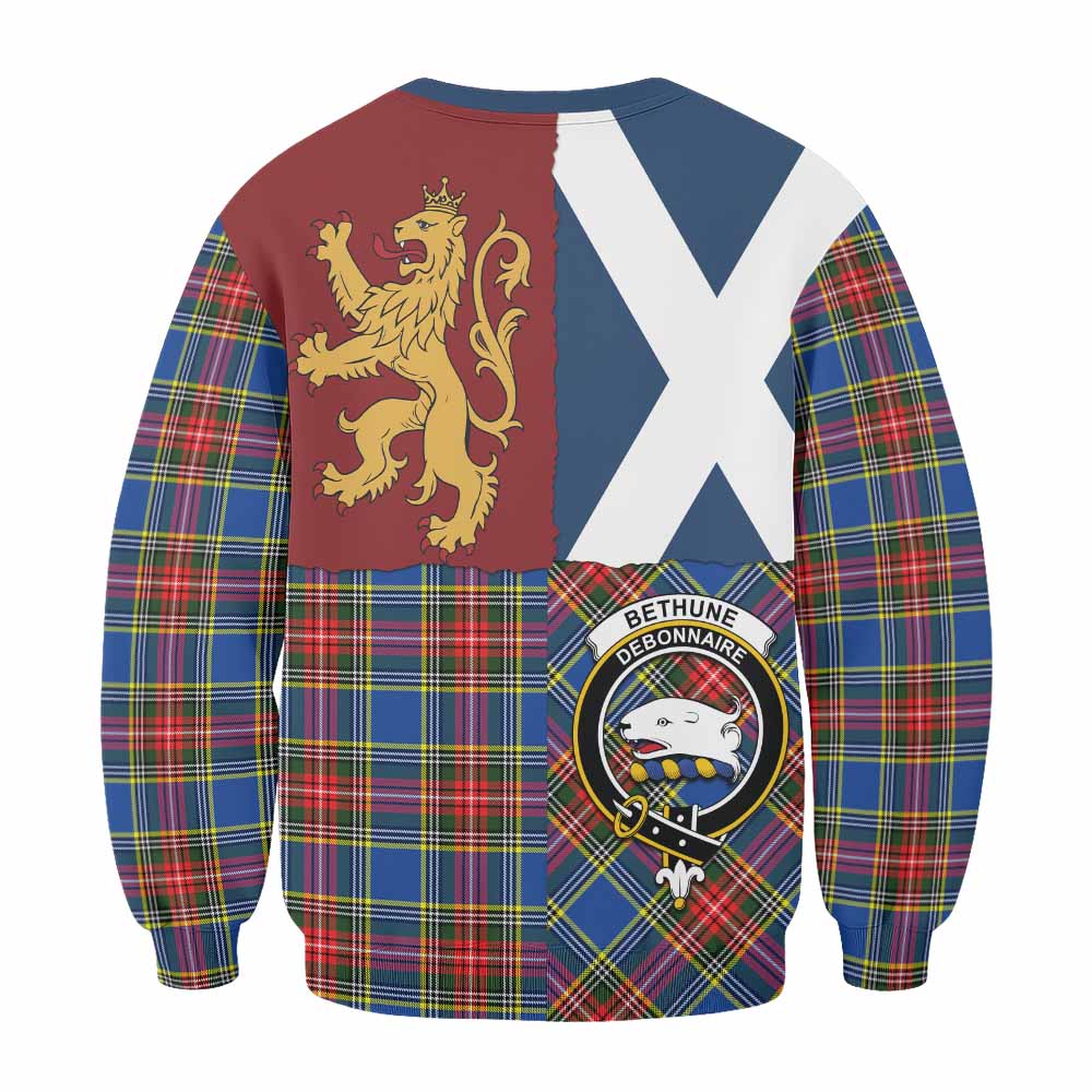 Bethune Crest Tartan Sweatshirt with Lion Rampant Saltire Style