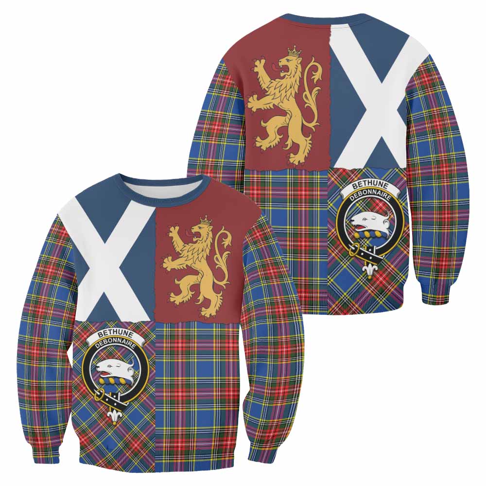 Bethune Crest Tartan Sweatshirt with Lion Rampant Saltire Style