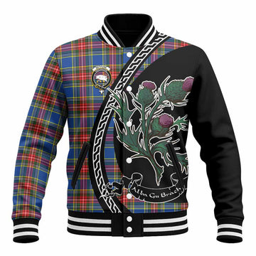 Bethune Family Crest Tartan Baseball Jacket Alba Thistle Inspired