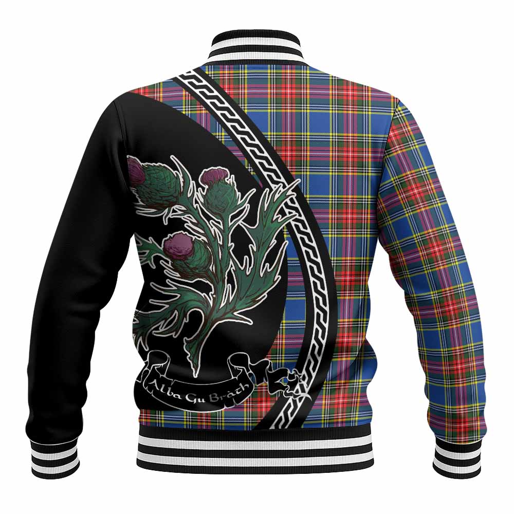 Bethune Family Crest Tartan Baseball Jacket Alba Thistle Inspired - Tartan Vibes Clothing