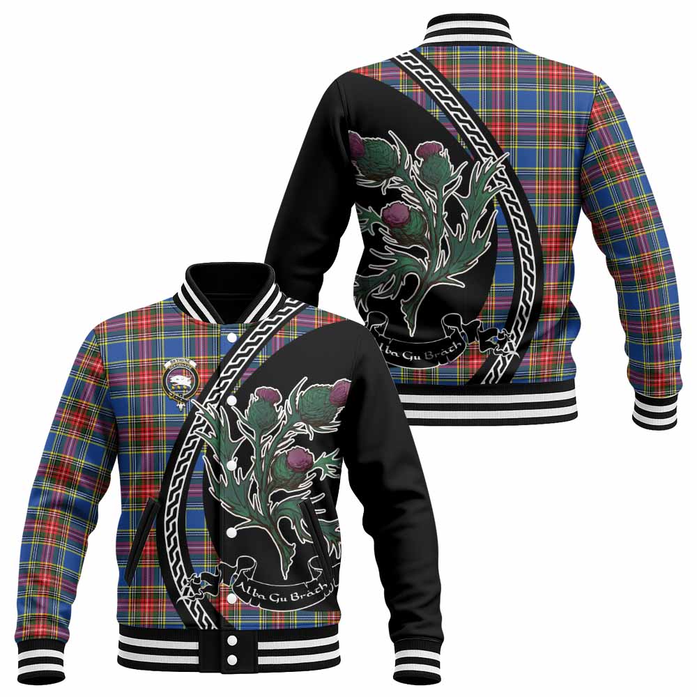 Bethune Family Crest Tartan Baseball Jacket Alba Thistle Inspired - Tartan Vibes Clothing