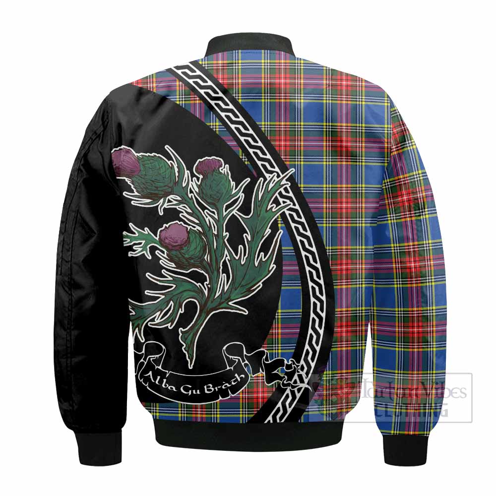 Bethune Family Crest Tartan Bomber Jacket Alba Thistle Inspired - Tartan Vibes Clothing
