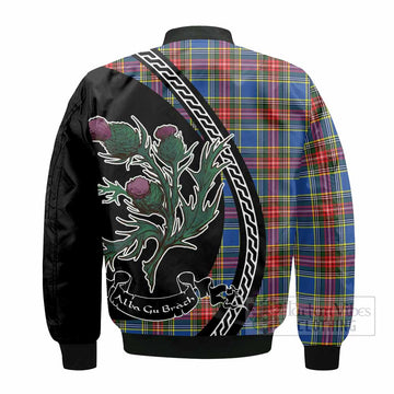 Bethune Family Crest Tartan Bomber Jacket Alba Thistle Inspired - Tartan Vibes Clothing