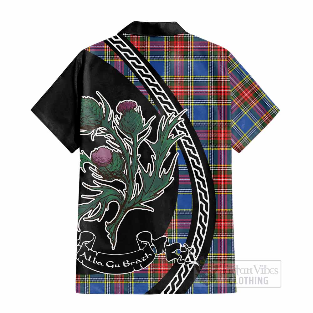 Bethune Family Crest Tartan Cotton Hawaiian Shirt Alba Thistle Inspired - Tartan Vibes Clothing