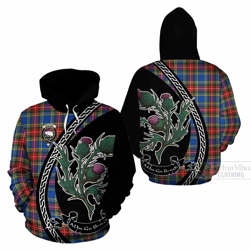 Bethune Family Crest Tartan Cotton Hoodie Alba Thistle Inspired - Tartan Vibes Clothing