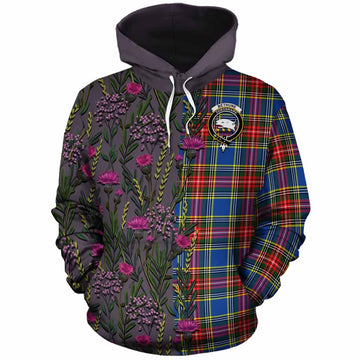 Bethune Family Crest Tartan Cotton Hoodie Scottish Thistle Flower Pattern Half Style - Tartan Vibes Clothing