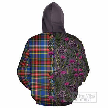 Bethune Family Crest Tartan Cotton Hoodie Scottish Thistle Flower Pattern Half Style - Tartan Vibes Clothing