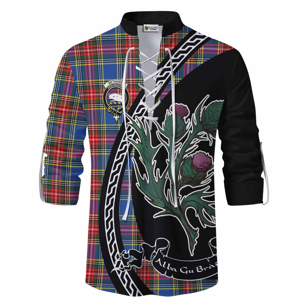Bethune Family Crest Tartan Ghillie Shirt Alba Thistle Inspired - Tartan Vibes Clothing