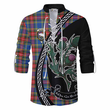 Bethune Family Crest Tartan Ghillie Shirt Alba Thistle Inspired
