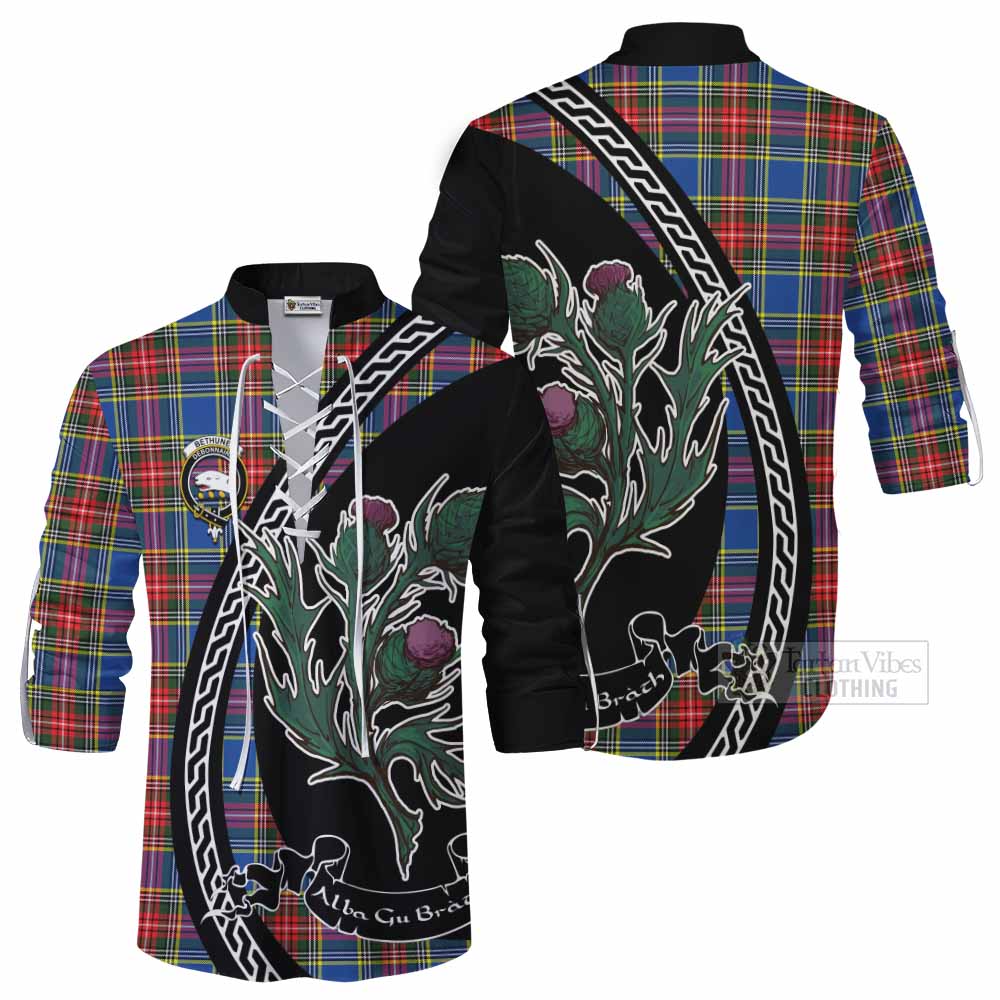 Bethune Family Crest Tartan Ghillie Shirt Alba Thistle Inspired - Tartan Vibes Clothing