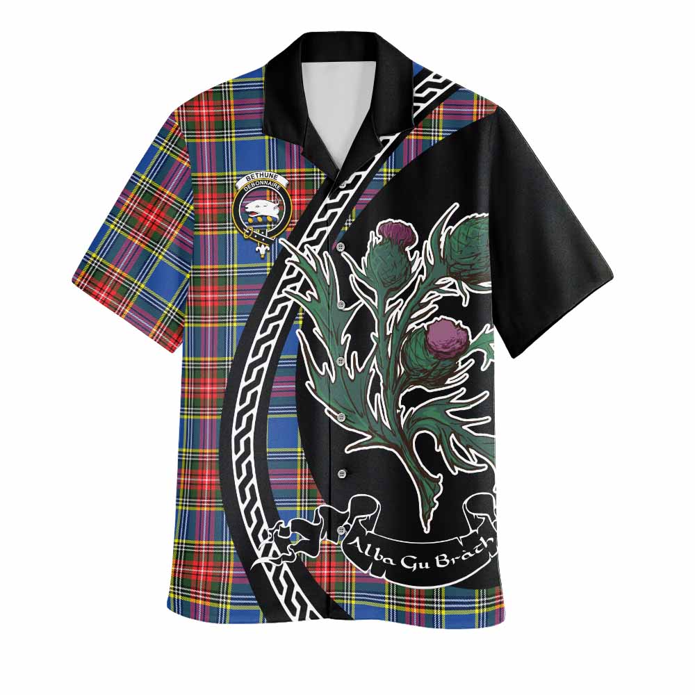 Bethune Family Crest Tartan Hawaiian Shirt Alba Thistle Inspired - Tartan Vibes Clothing