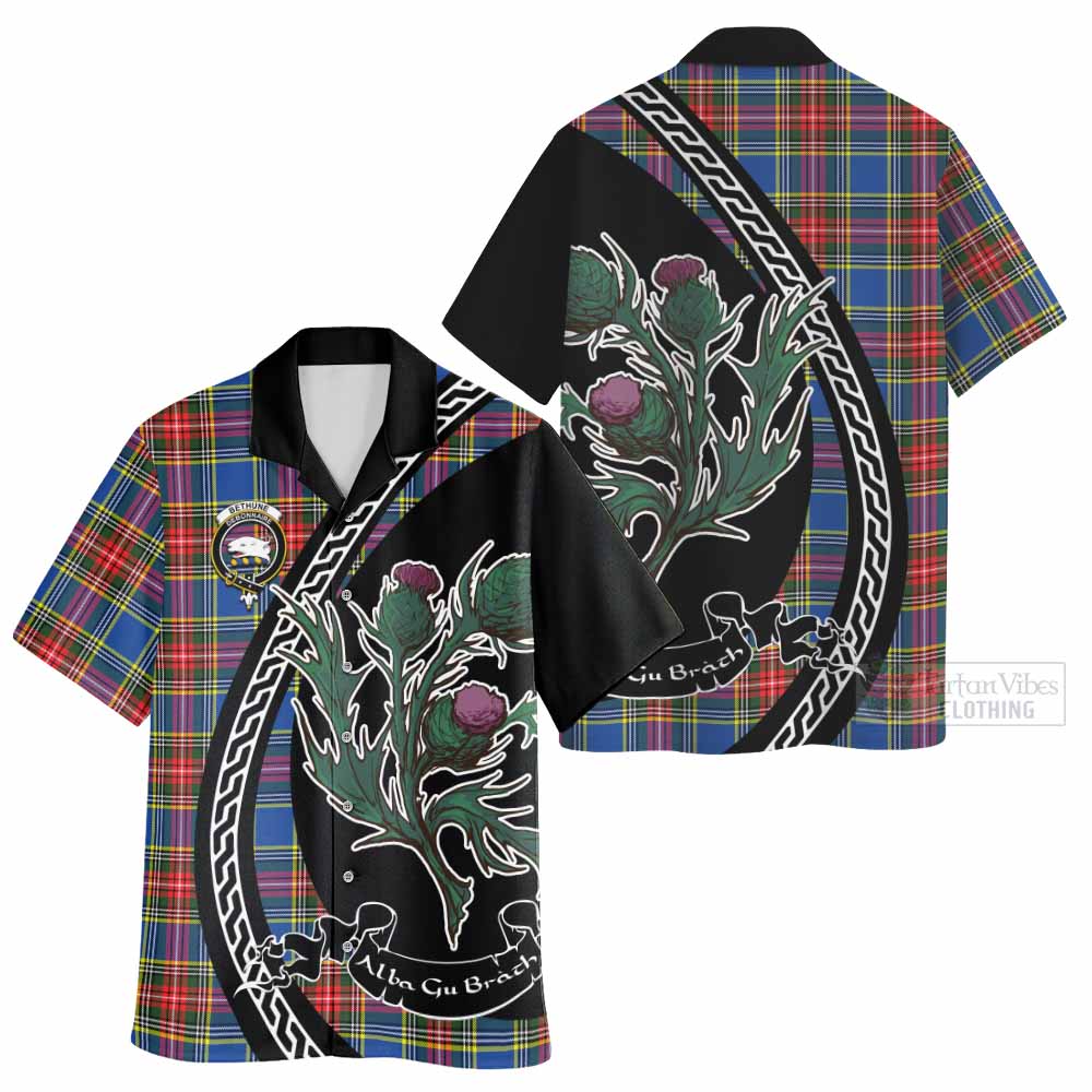 Bethune Family Crest Tartan Hawaiian Shirt Alba Thistle Inspired - Tartan Vibes Clothing