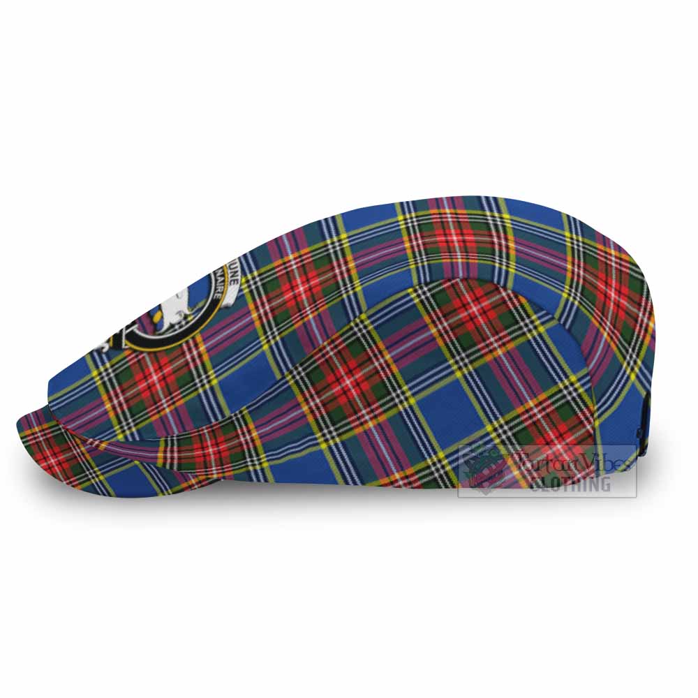 Bethune Family Crest Tartan Jeff Cap, Tartan Flat Cap