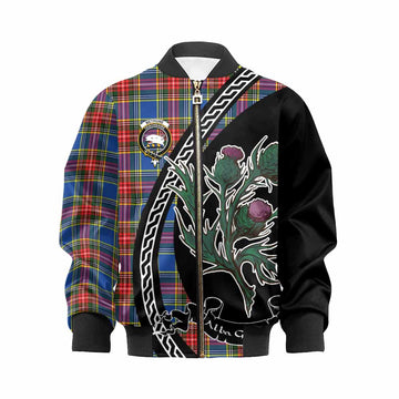 Bethune Family Crest Tartan Kid Bomber Jacket Alba Thistle Inspired - Tartan Vibes Clothing