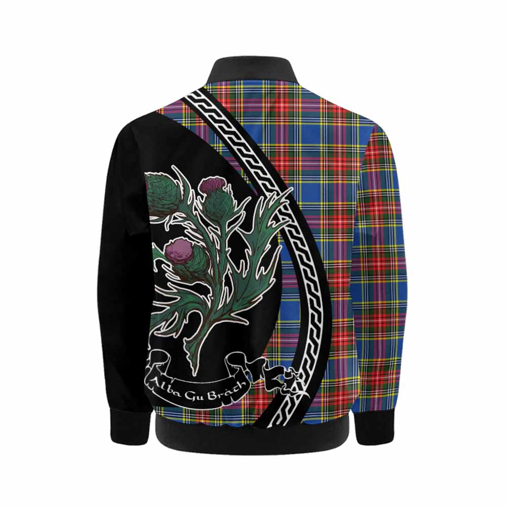 Bethune Family Crest Tartan Kid Bomber Jacket Alba Thistle Inspired - Tartan Vibes Clothing