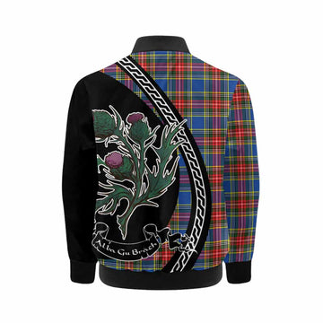 Bethune Family Crest Tartan Kid Bomber Jacket Alba Thistle Inspired - Tartan Vibes Clothing
