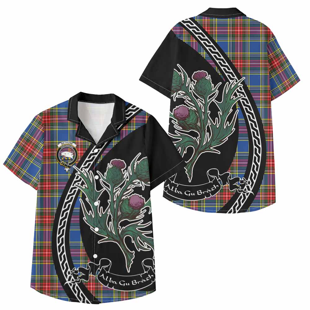 Bethune Family Crest Tartan Kid Hawaiian Shirt Alba Thistle Inspired - Tartan Vibes Clothing