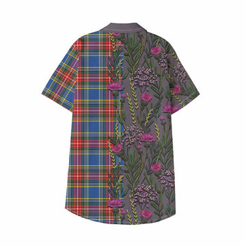 Bethune Family Crest Tartan Kid Hawaiian Shirt Scottish Thistle Flower Pattern Half Style - Tartan Vibes Clothing