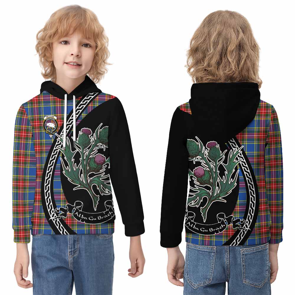 Bethune Family Crest Tartan Kid Hoodie Alba Thistle Inspired - Tartan Vibes Clothing