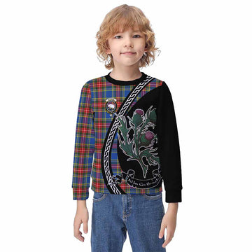 Bethune Family Crest Tartan Kid Knitted Sweatshirt Alba Thistle Inspired - Tartan Vibes Clothing