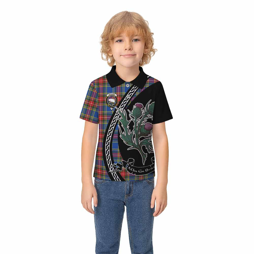 Bethune Family Crest Tartan Kid Polo Shirt Alba Thistle Inspired - Tartan Vibes Clothing