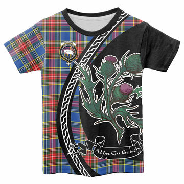 Bethune Family Crest Tartan Kid T-shirt Alba Thistle Inspired - Tartan Vibes Clothing