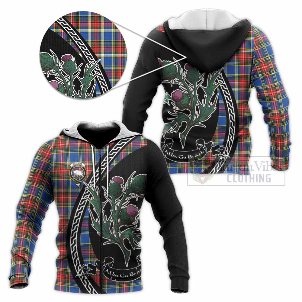 Bethune Family Crest Tartan Knitted Hoodie Alba Thistle Inspired - Tartan Vibes Clothing