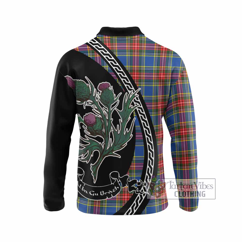 Bethune Family Crest Tartan Long Sleeve Polo Shirt Alba Thistle Inspired - Tartan Vibes Clothing