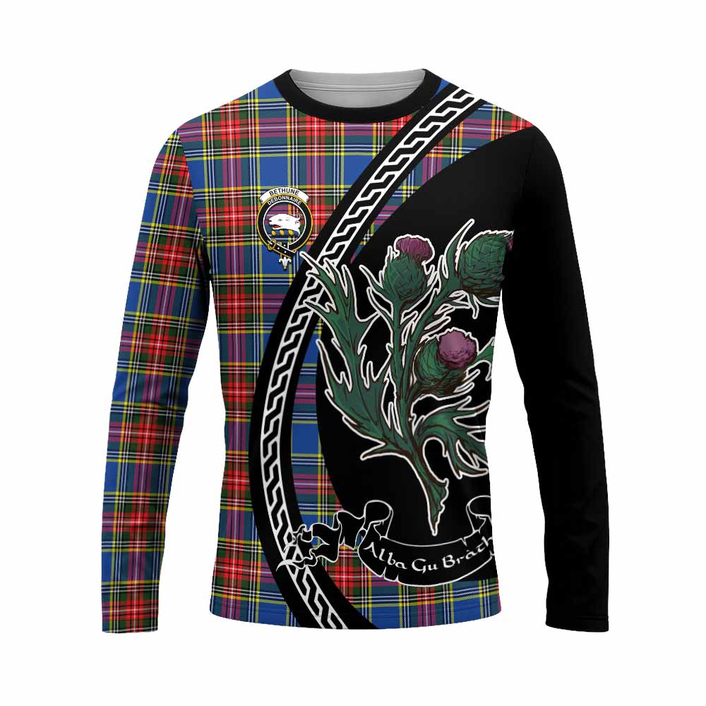 Bethune Family Crest Tartan Long Sleeve T-Shirt Alba Thistle Inspired - Tartan Vibes Clothing