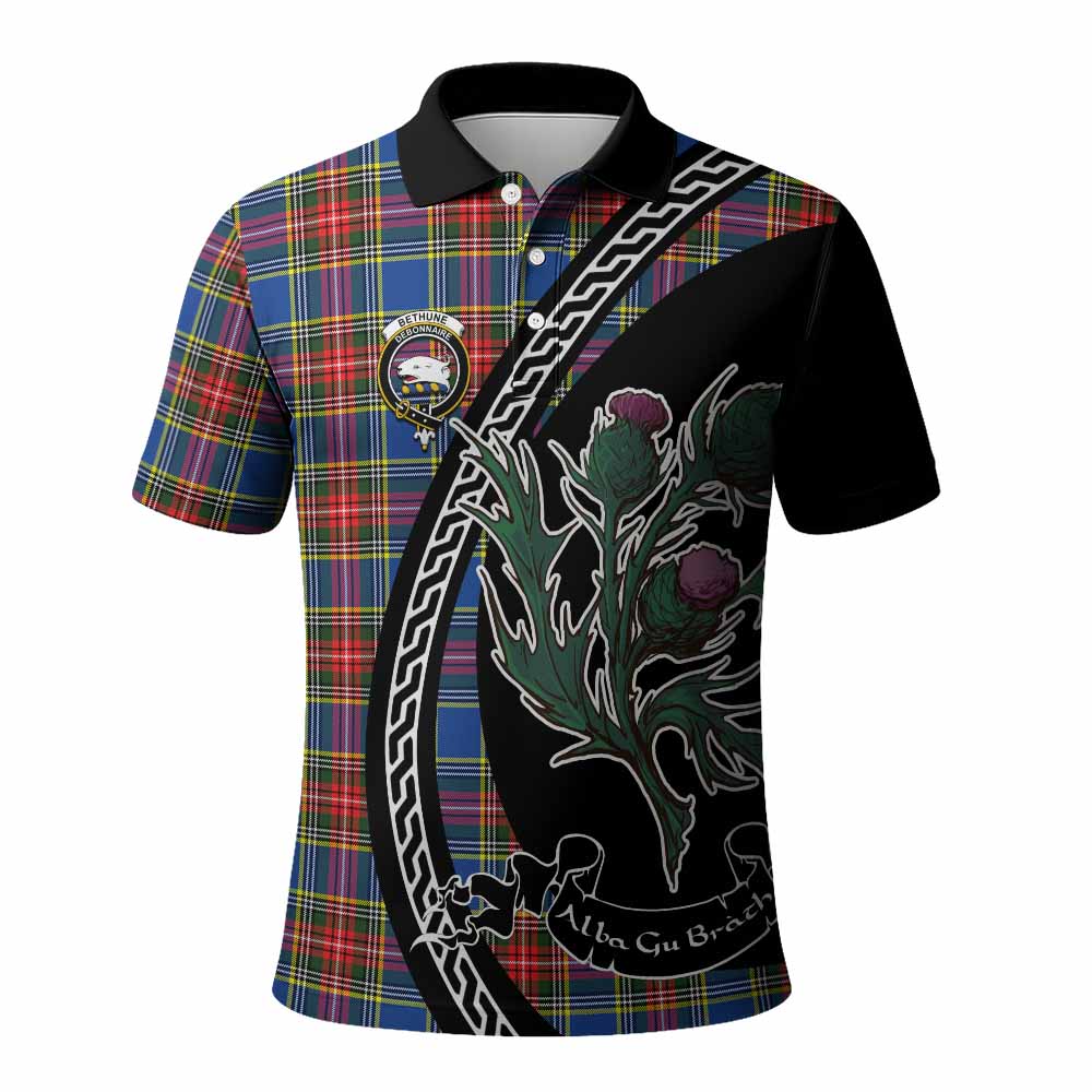 Bethune Family Crest Tartan Polo Shirt Alba Thistle Inspired - Tartan Vibes Clothing