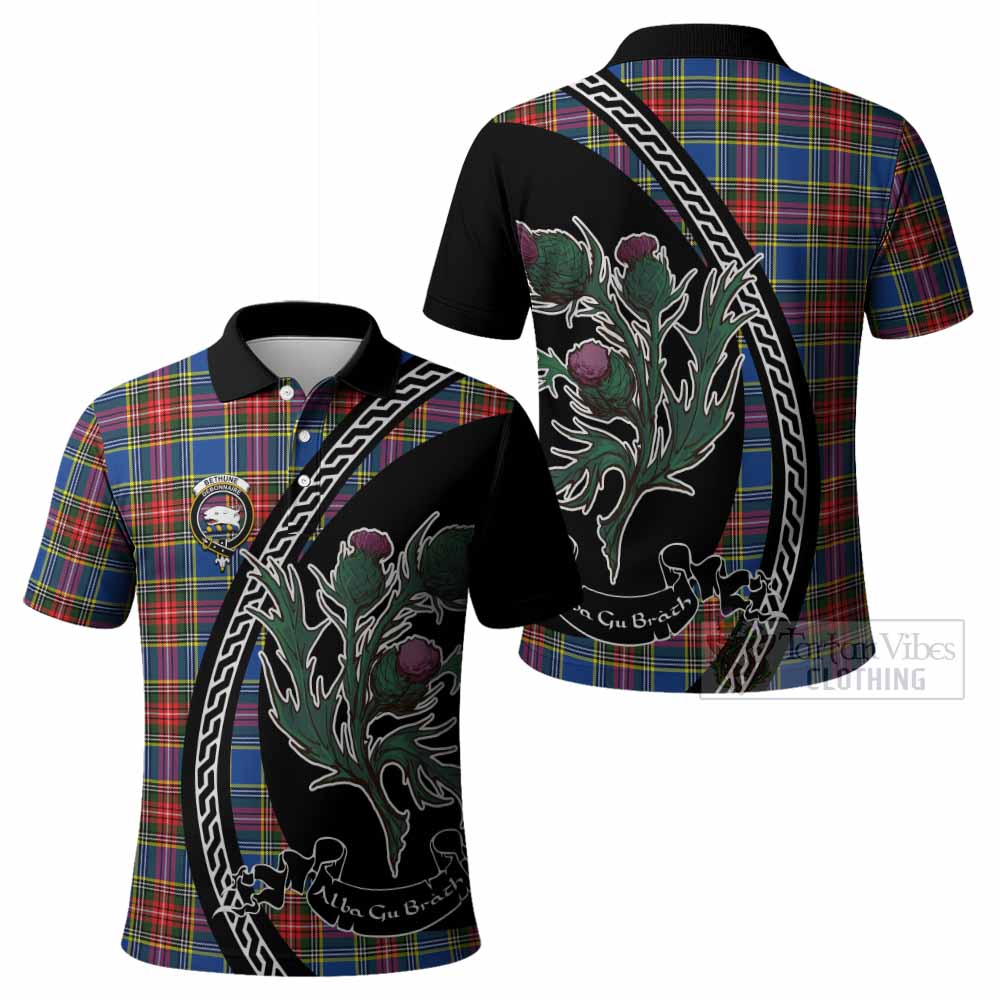 Bethune Family Crest Tartan Polo Shirt Alba Thistle Inspired - Tartan Vibes Clothing