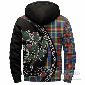 Bethune Family Crest Tartan Sherpa Hoodie Alba Thistle Inspired