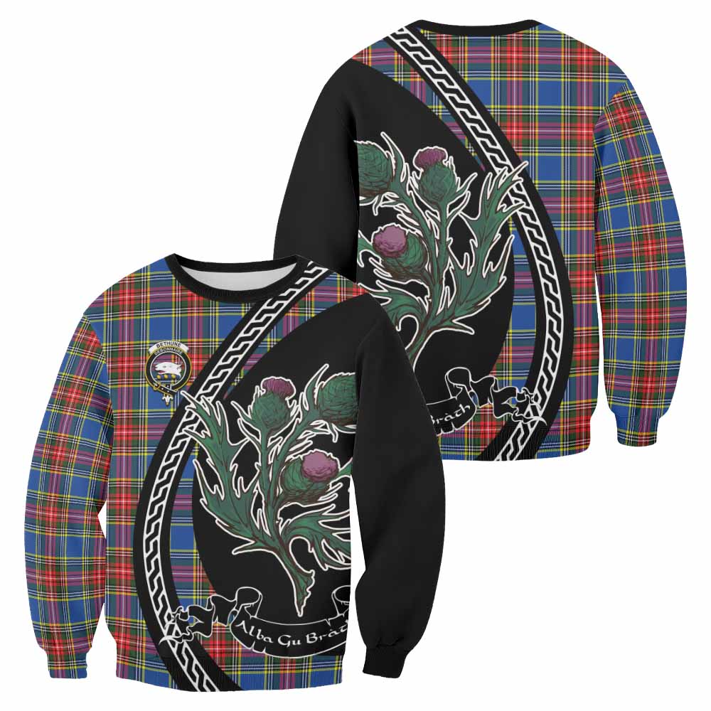 Bethune Family Crest Tartan Sweatshirt Alba Thistle Inspired - Tartan Vibes Clothing