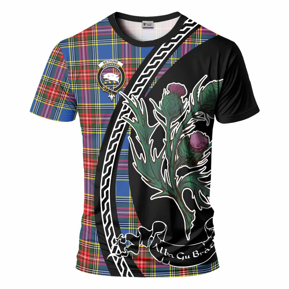 Bethune Family Crest Tartan T-Shirt Alba Thistle Inspired - Tartan Vibes Clothing
