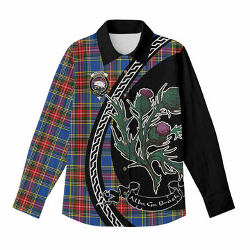Bethune Family Crest Tartan Women Casual Shirt Alba Thistle Inspired